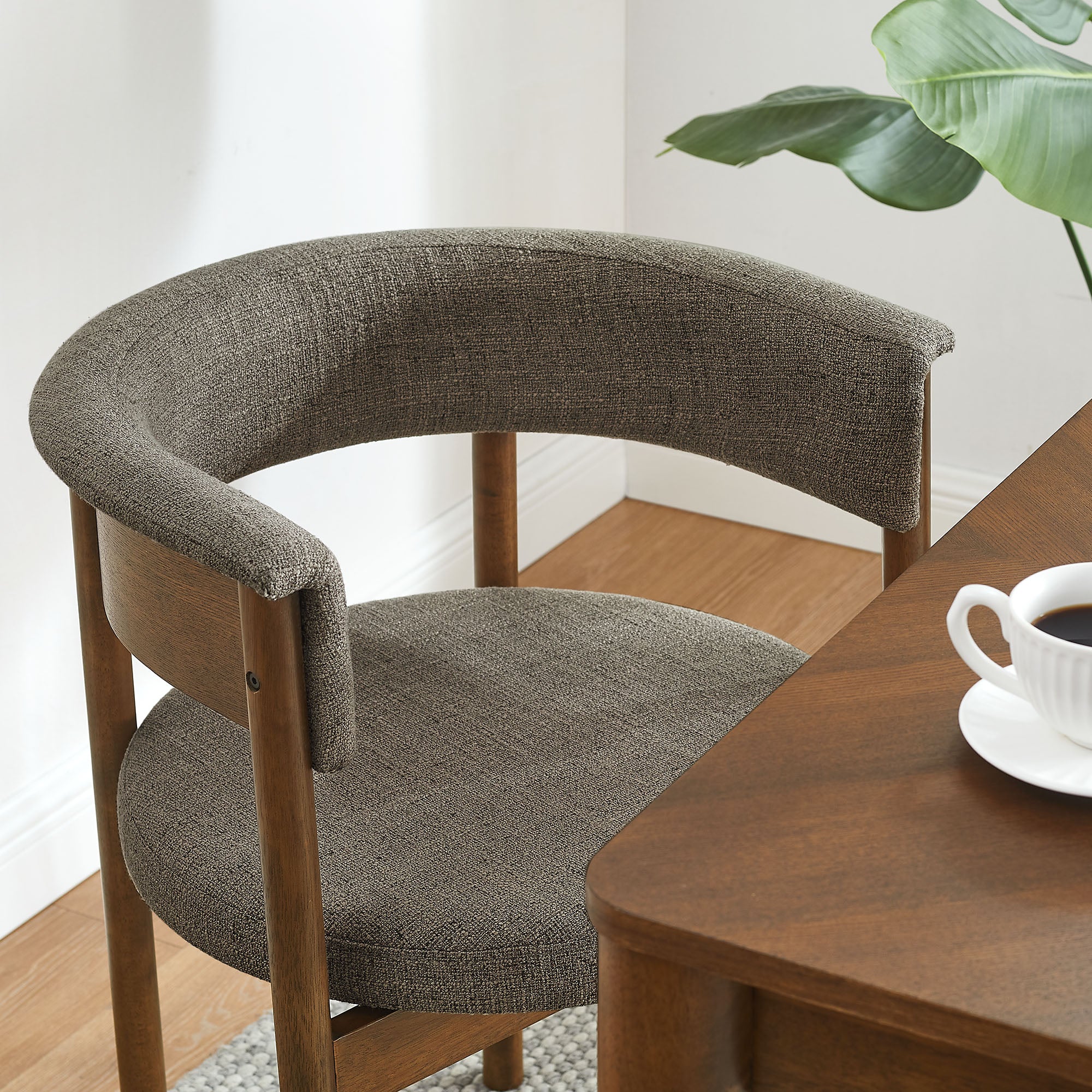 Clea Curved Upholstered Dining Chairs Set Of 2 - Taupe