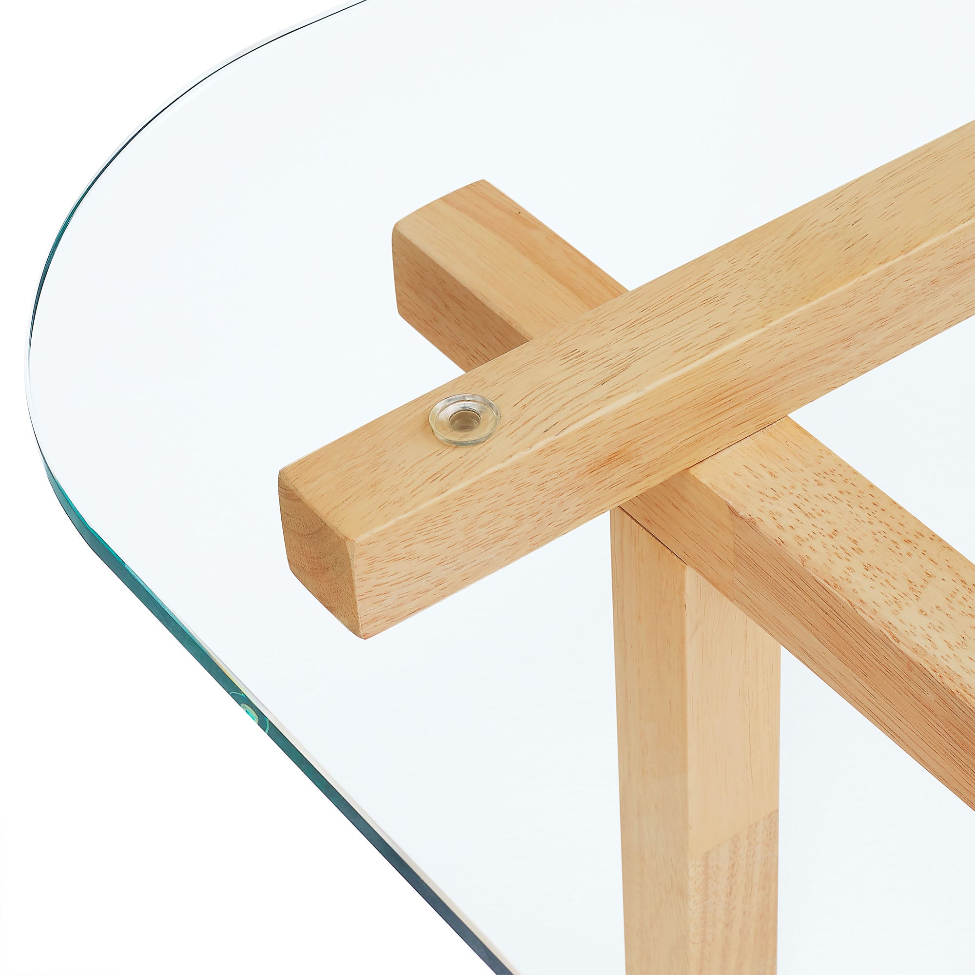 Isby 35 Inch Tempered Glass Coffee Table - Oak