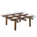 Isby 35 Inch Tempered Glass Coffee Table - Walnut