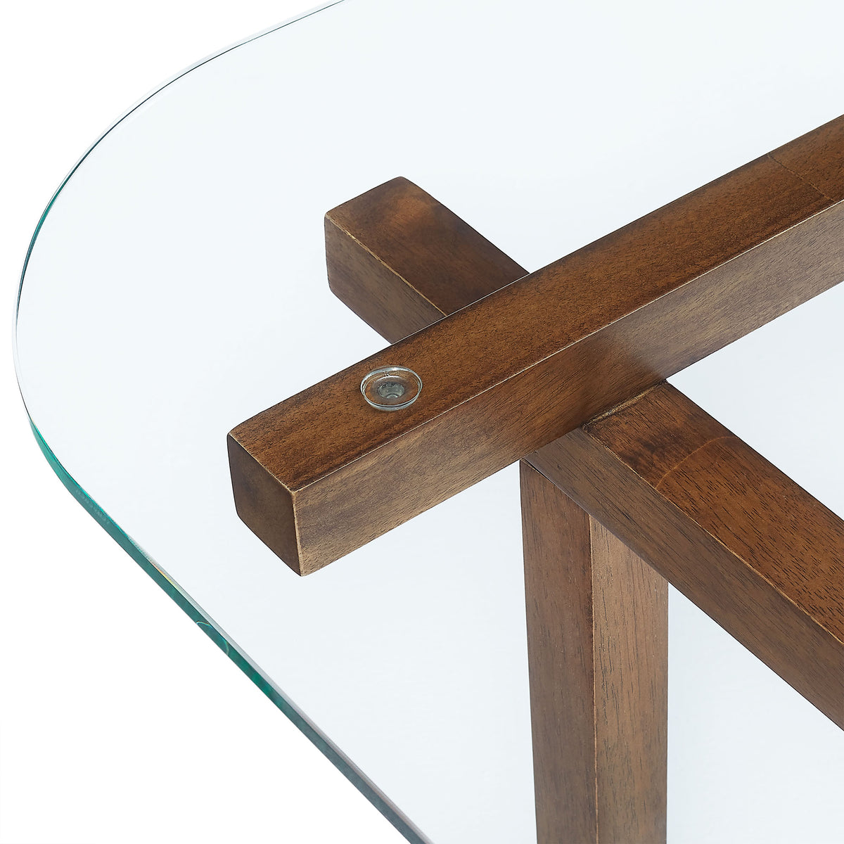 Isby 35 Inch Tempered Glass Coffee Table - Walnut