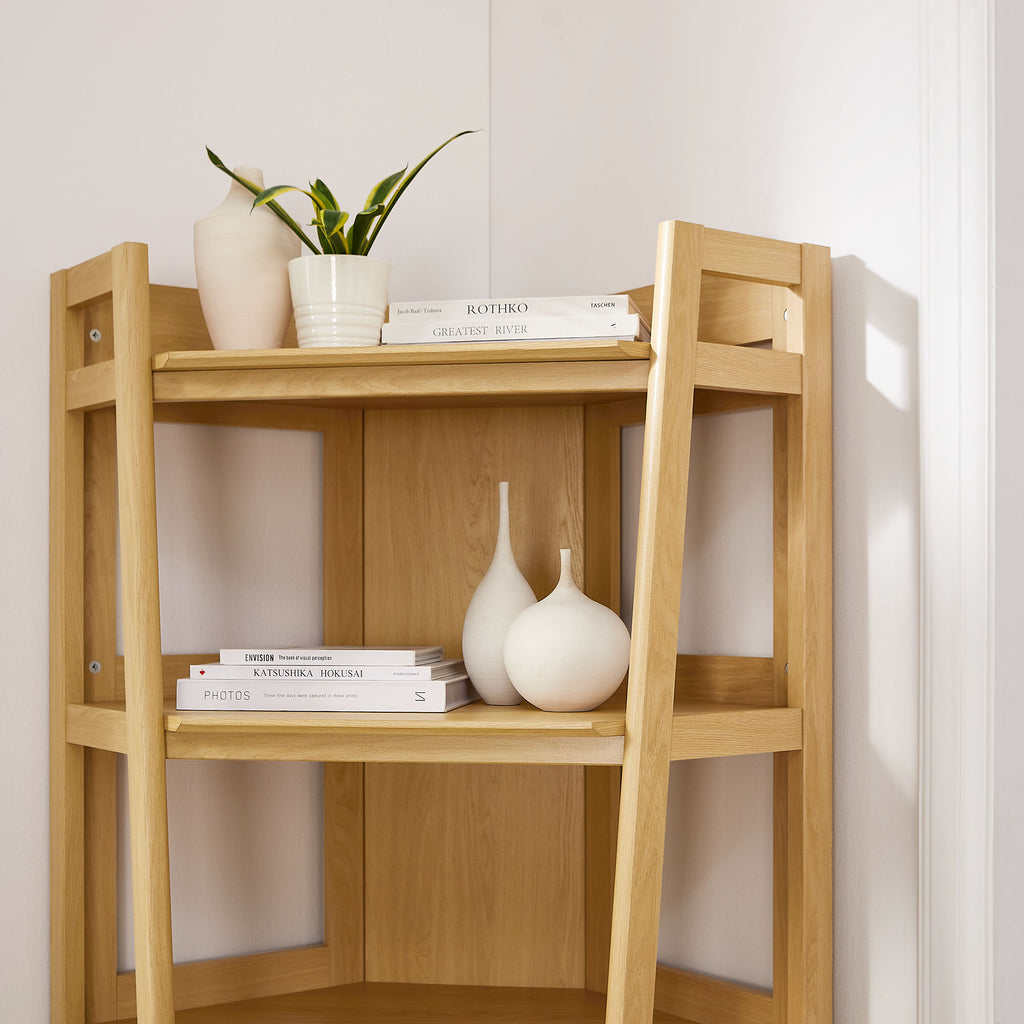 Bixby 71 Inch Corner Bookshelf - Oak