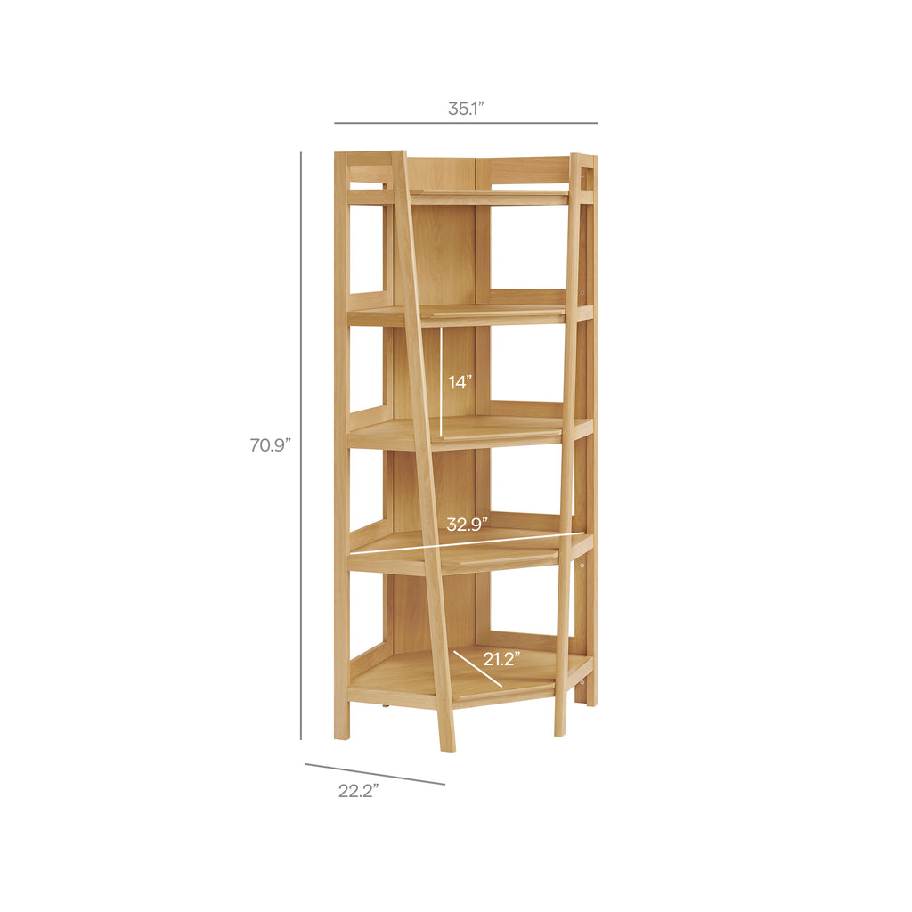 Bixby 71 Inch Corner Bookshelf - Oak
