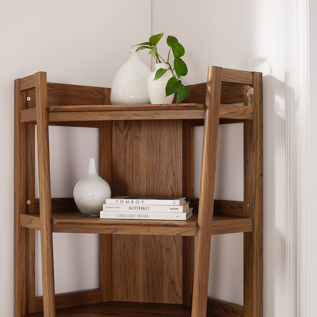 Bixby 71 Inch Corner Bookshelf - Walnut