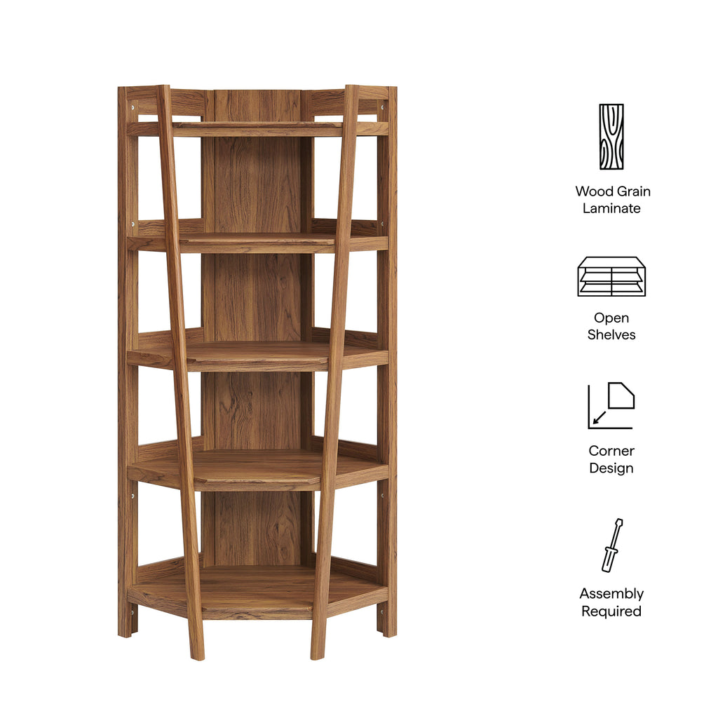 Bixby 71 Inch Corner Bookshelf - Walnut