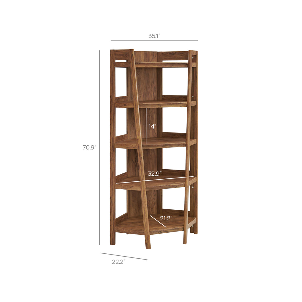 Bixby 71 Inch Corner Bookshelf - Walnut