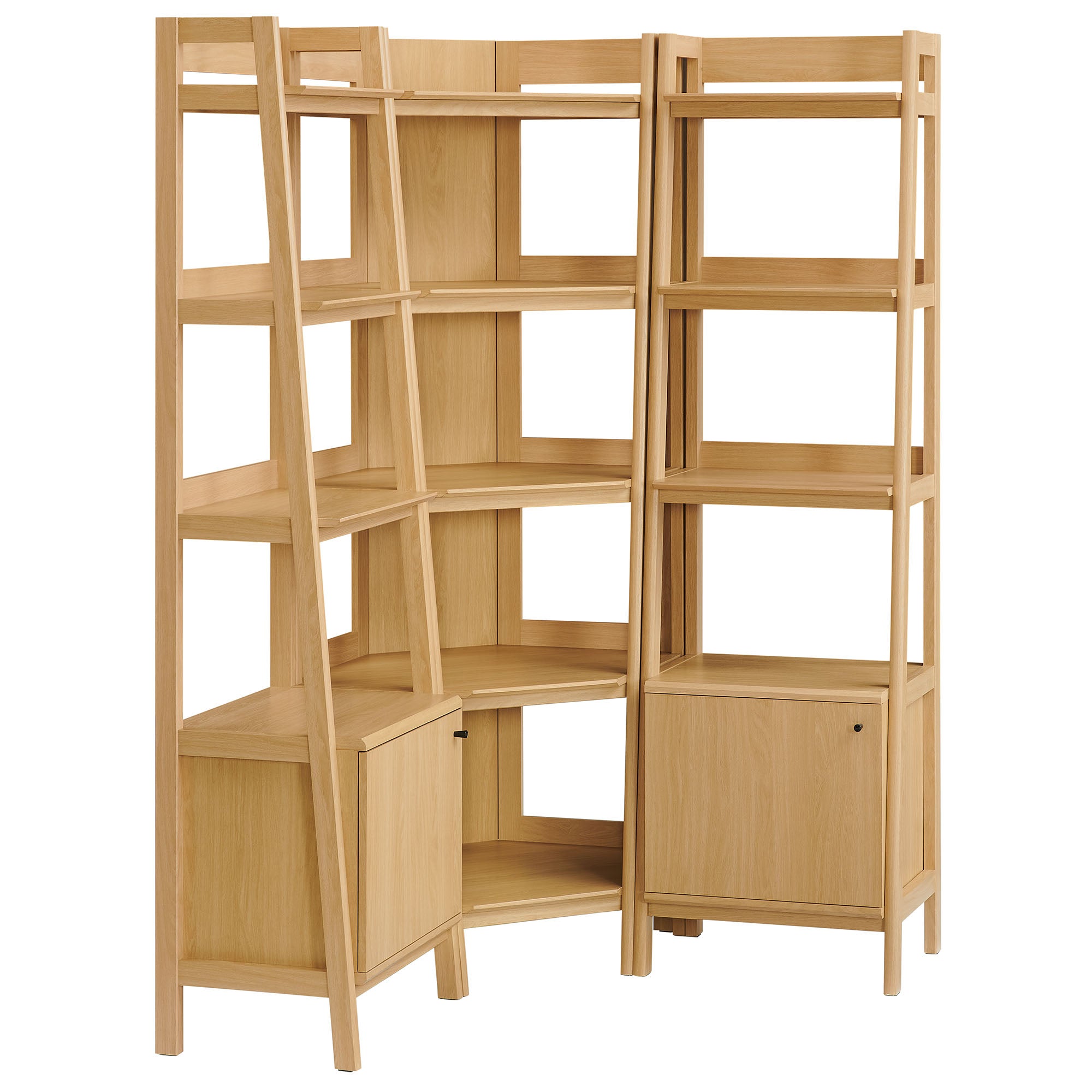 Bixby 3-piece Corner Bookshelf Set with Narrow Bookshelves - Oak