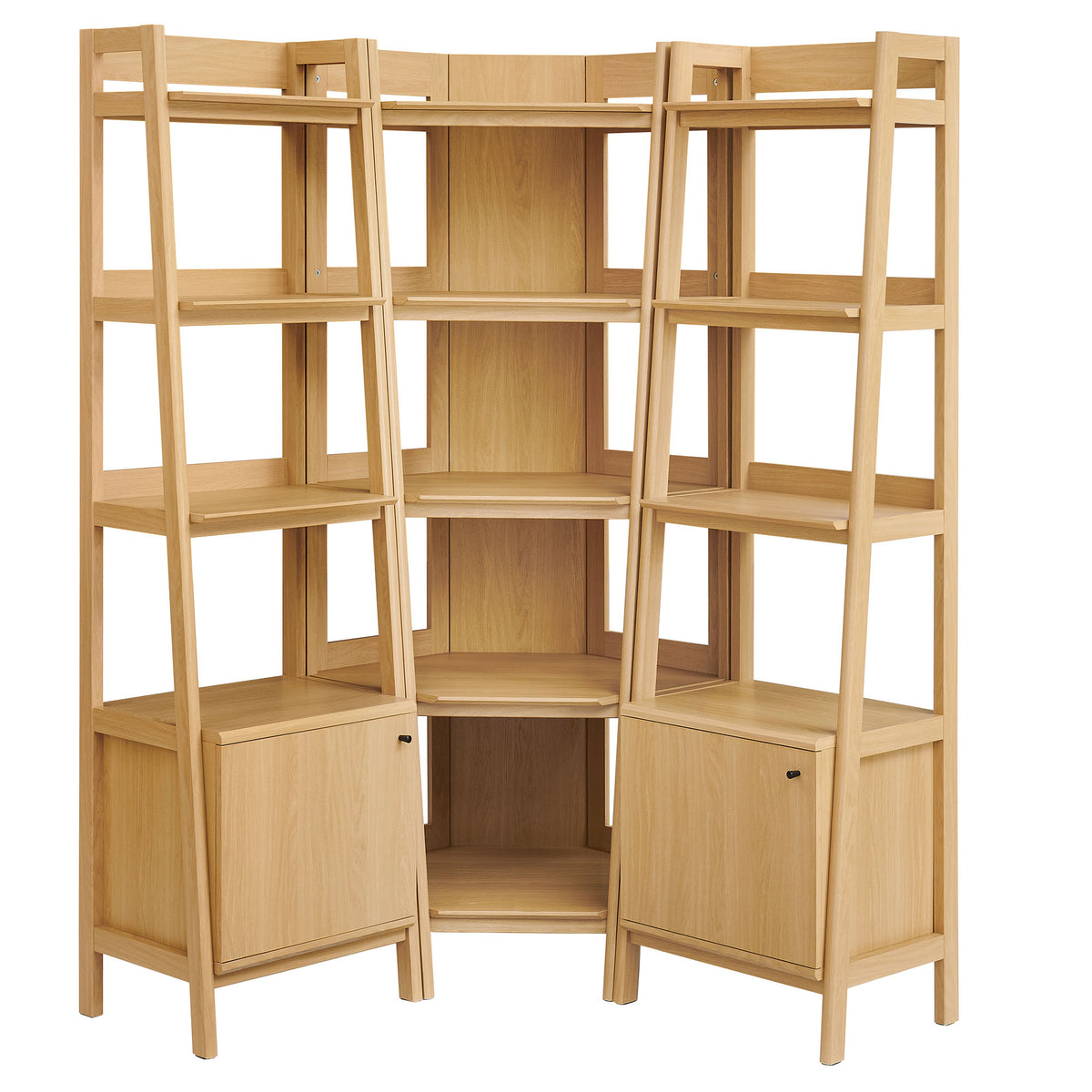 Bixby 3-piece Corner Bookshelf Set with Narrow Bookshelves - Oak