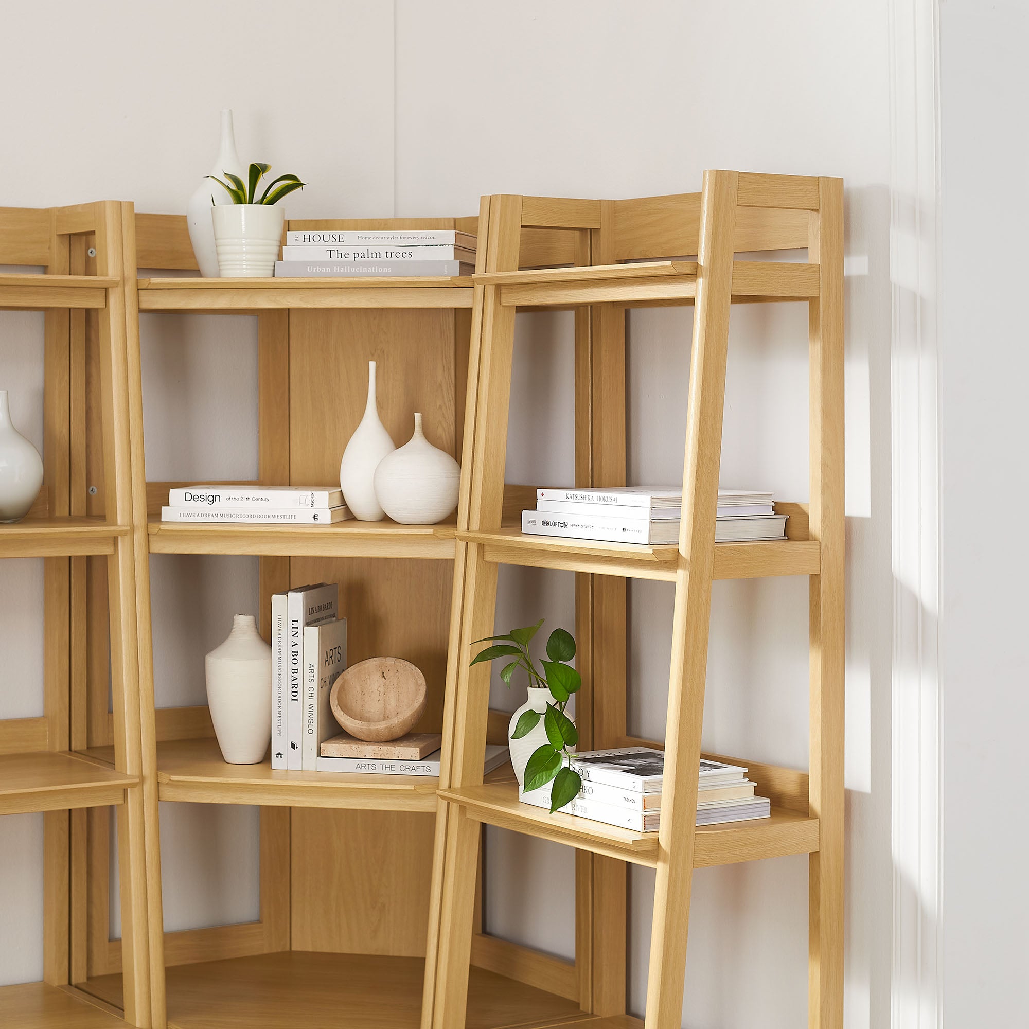 Bixby 3-piece Corner Bookshelf Set with Narrow Bookshelves - Oak
