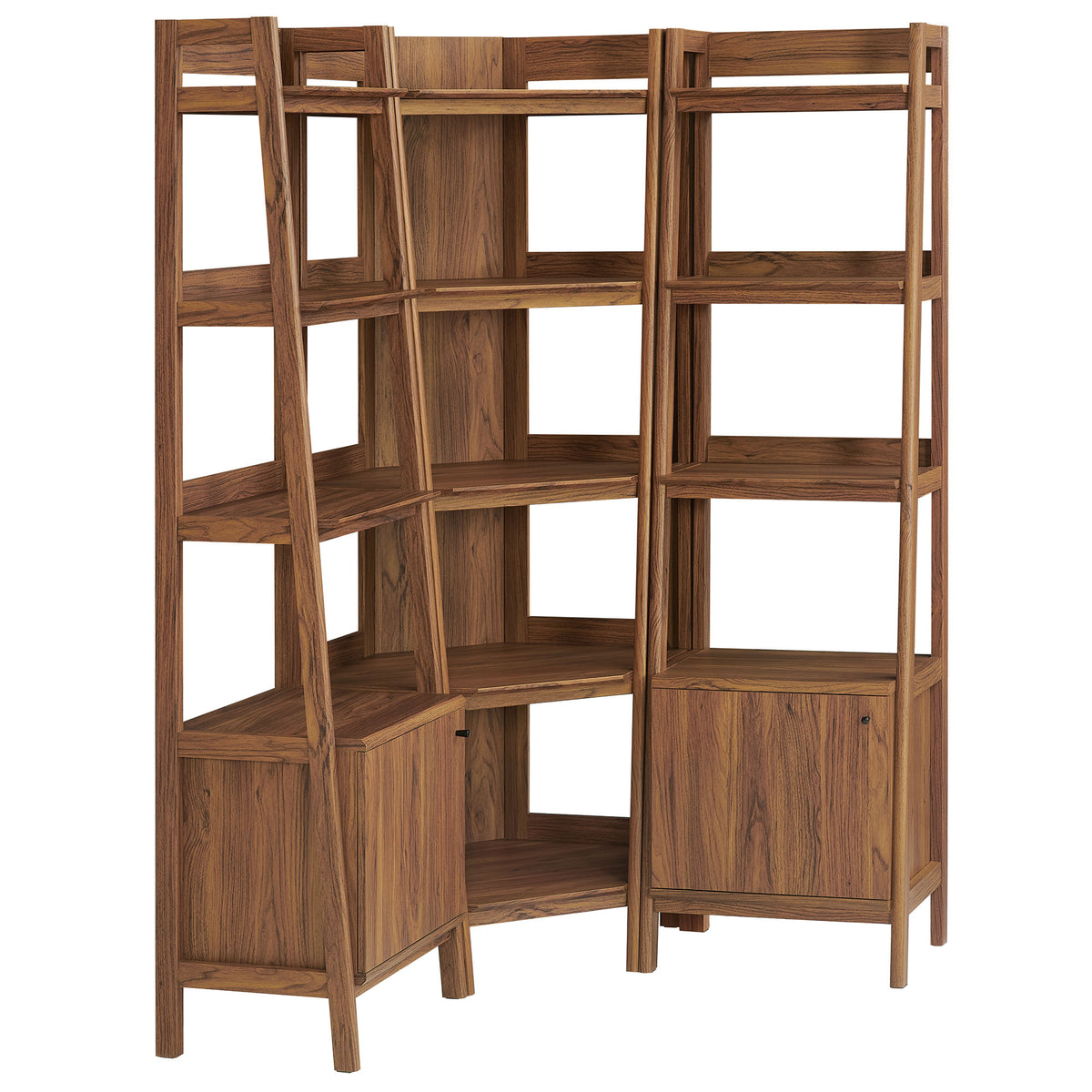 Bixby 3-piece Corner Bookshelf Set with Narrow Bookshelves - Walnut