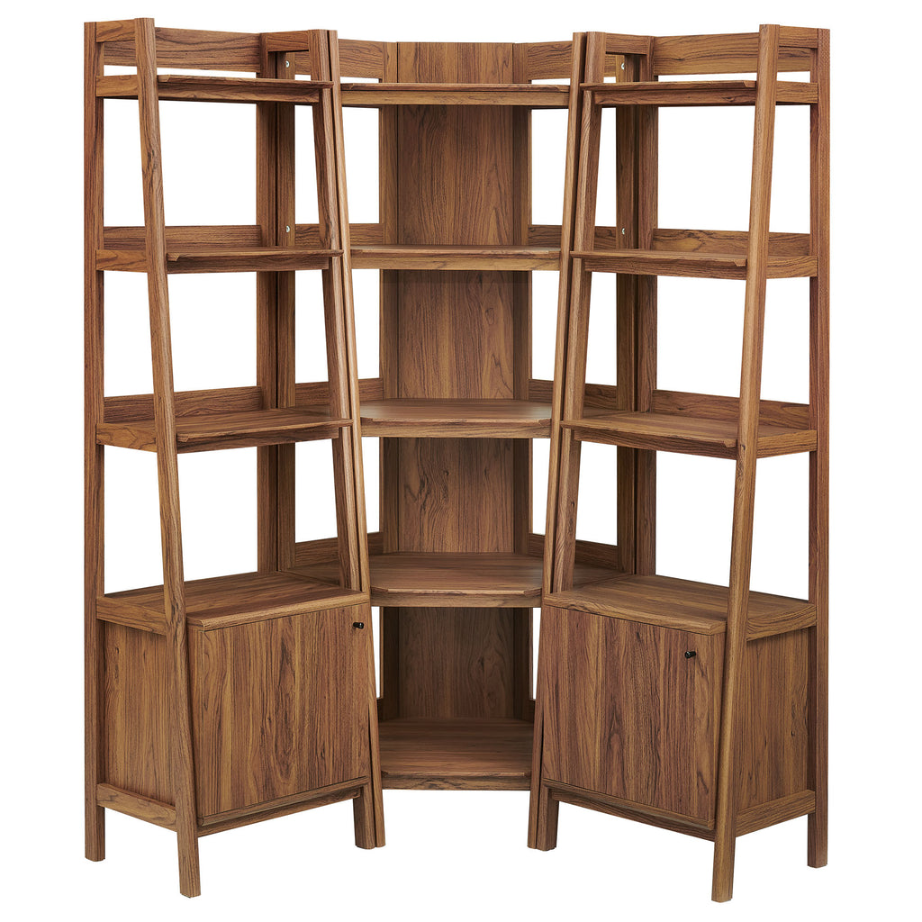 Bixby 3-piece Corner Bookshelf Set with Narrow Bookshelves - Walnut
