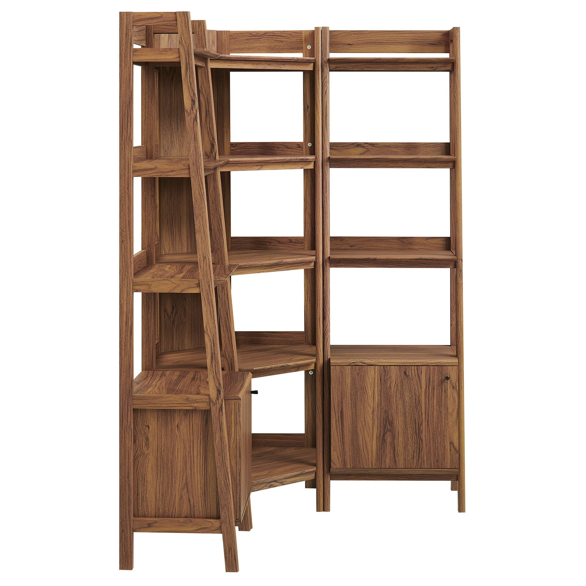 Bixby 3-piece Corner Bookshelf Set with Narrow Bookshelves - Walnut