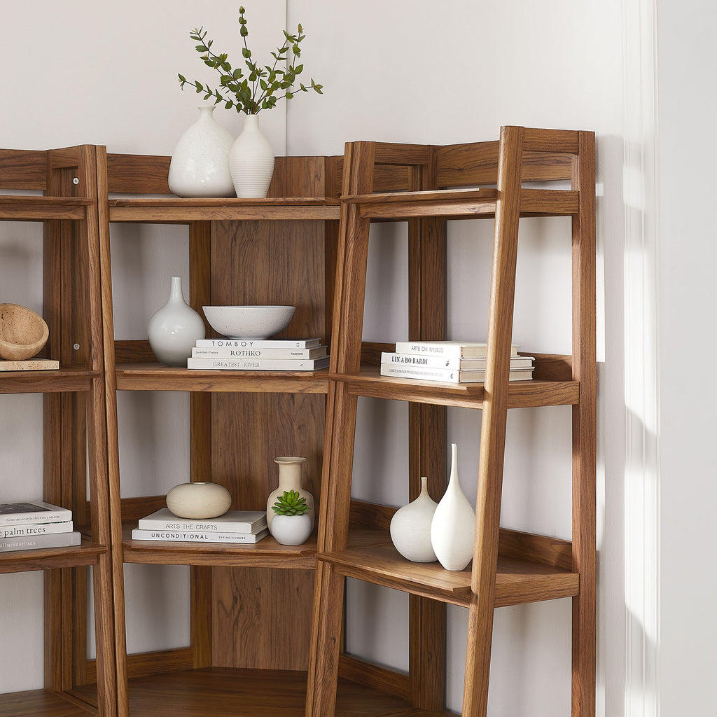 Bixby 3-piece Corner Bookshelf Set with Narrow Bookshelves - Walnut