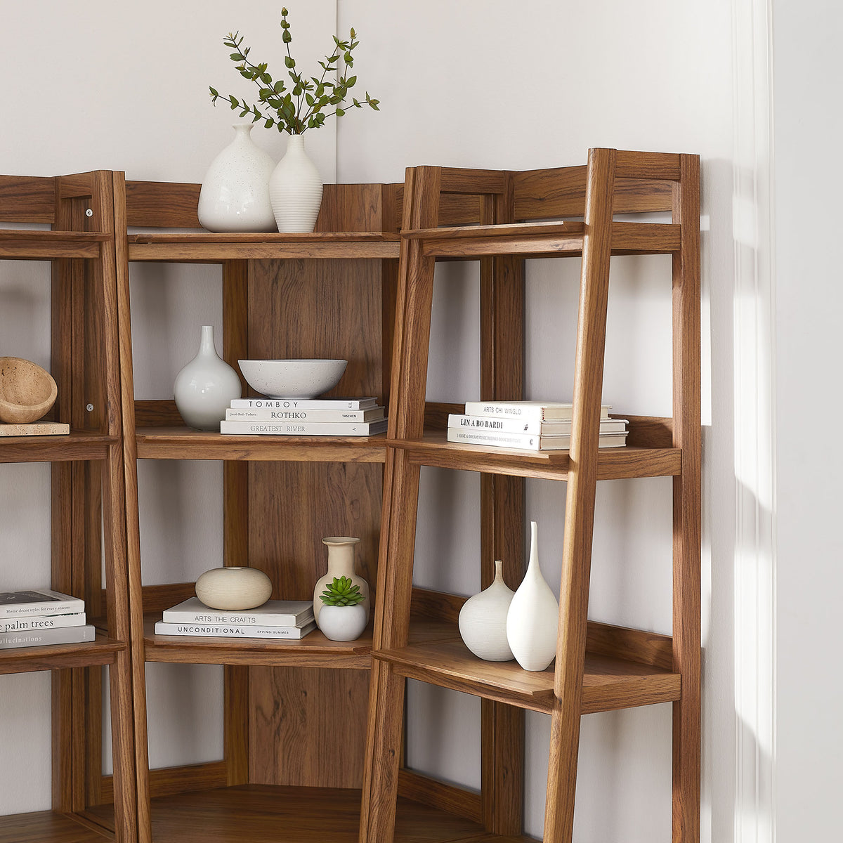 Bixby 3-piece Corner Bookshelf Set with Narrow Bookshelves - Walnut