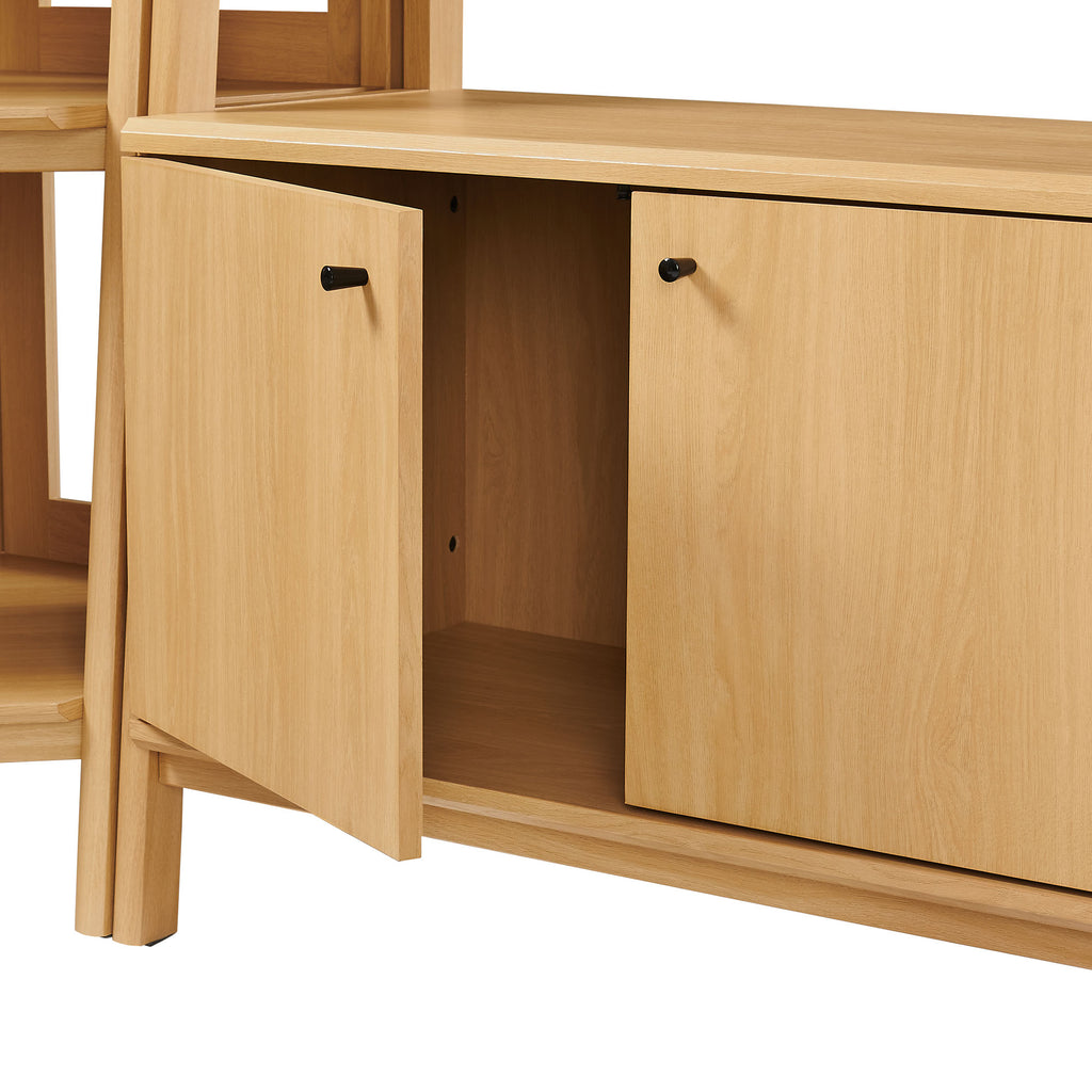 Bixby 3-Piece Corner Bookshelf Set with Wide Bookshelves - Oak