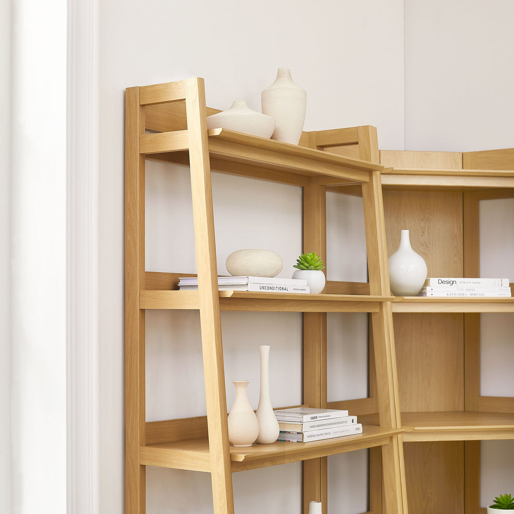 Bixby 3-Piece Corner Bookshelf Set with Wide Bookshelves - Oak