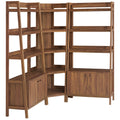 Bixby 3-Piece Corner Bookshelf Set with Wide Bookshelves - Walnut