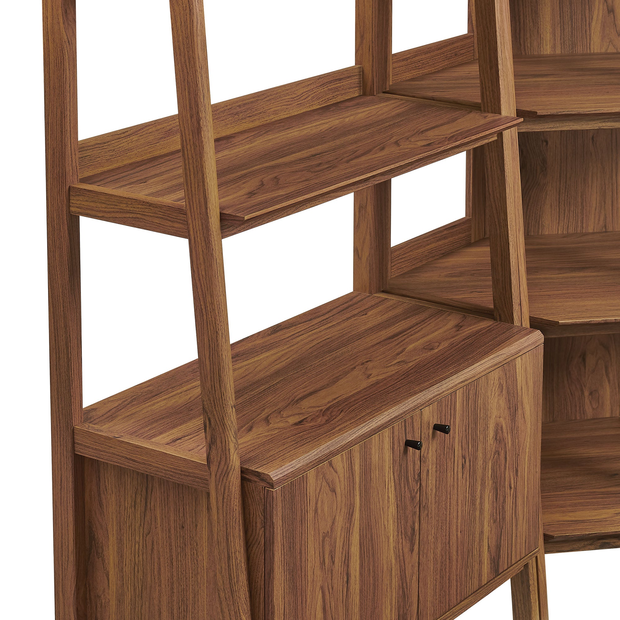 Bixby 3-Piece Corner Bookshelf Set with Wide Bookshelves - Walnut