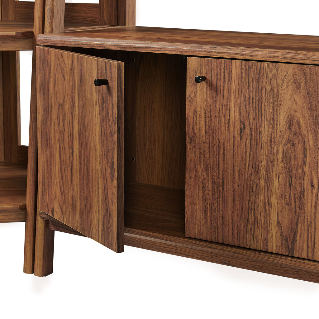 Bixby 3-Piece Corner Bookshelf Set with Wide Bookshelves - Walnut