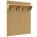 Render Fluted Coat Rack Panel With Shelf - Light Oak
