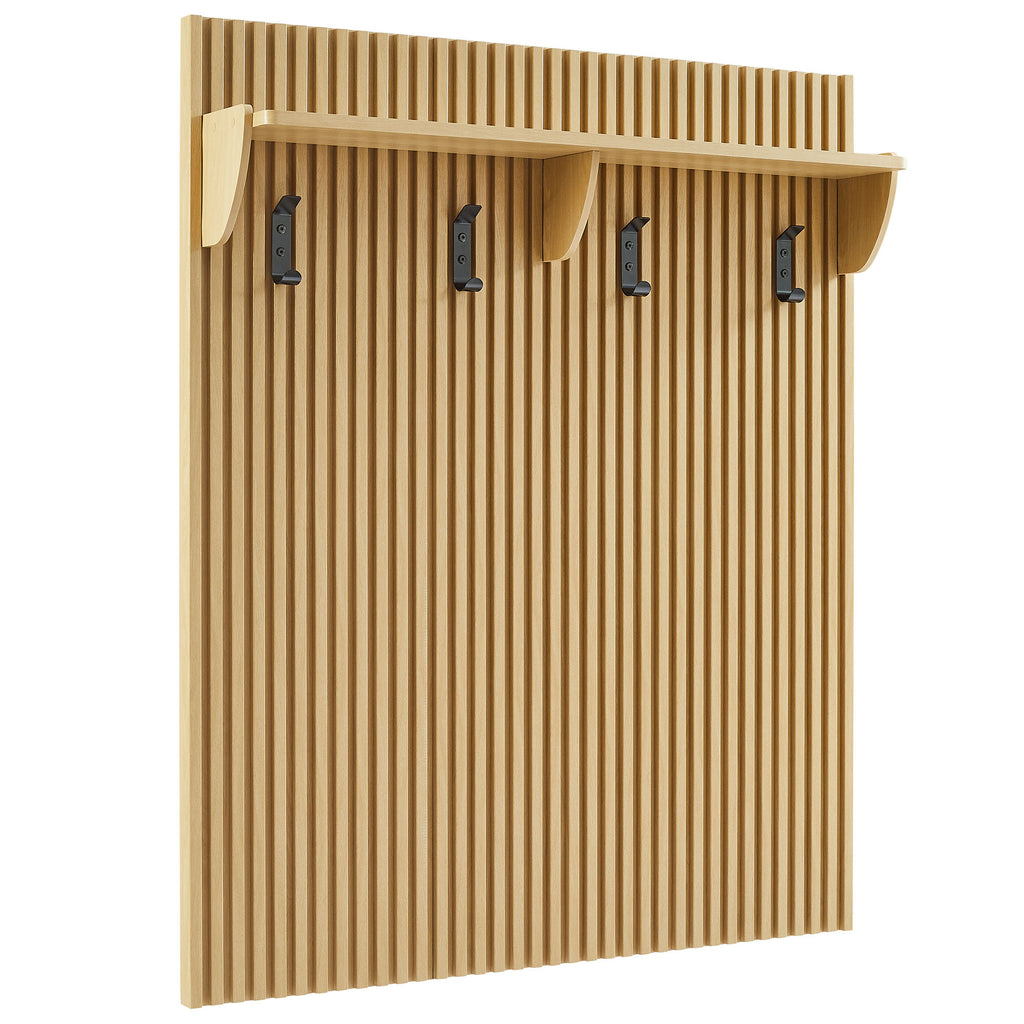 Soma Fluted 3-in-1 Hall Tree With Storage Bench and Coat Rack - Light Oak