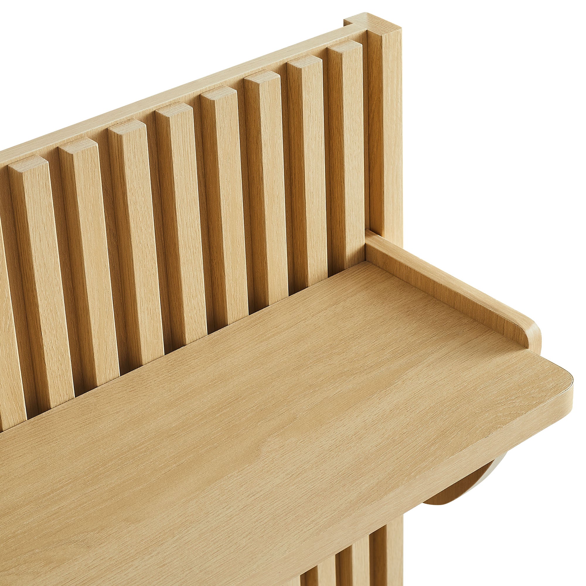 Render Fluted Coat Rack Panel With Shelf - Light Oak