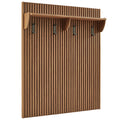 Render Fluted Coat Rack Panel With Shelf - Walnut