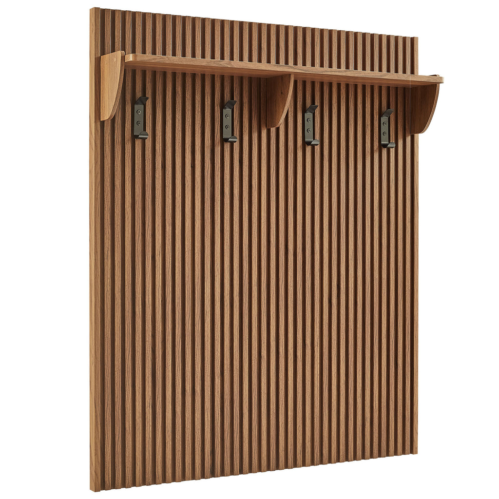 Soma Fluted 3-in-1 Hall Tree With Storage Bench and Coat Rack - Walnut
