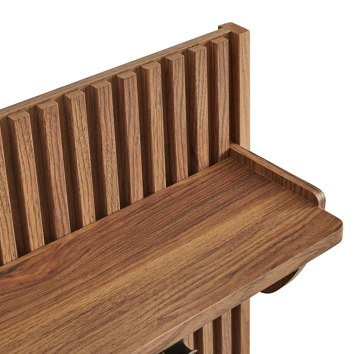 Render Fluted Coat Rack Panel With Shelf - Walnut