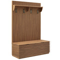 Render Fluted 3-in-1 Hall Tree With Storage Bench and Coat Rack - Walnut