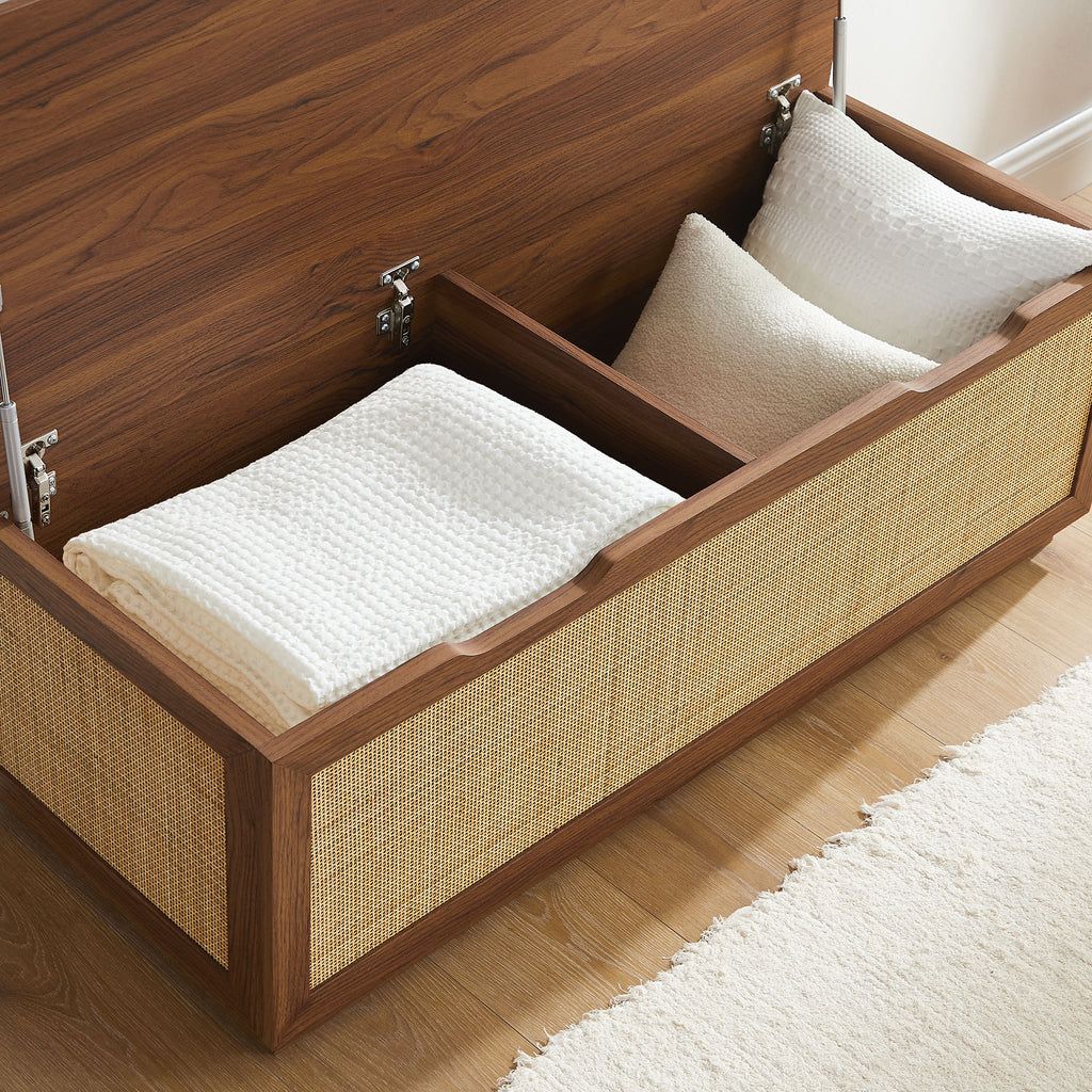 Soma Fluted 3-in-1 Hall Tree With Storage Bench and Coat Rack - Walnut