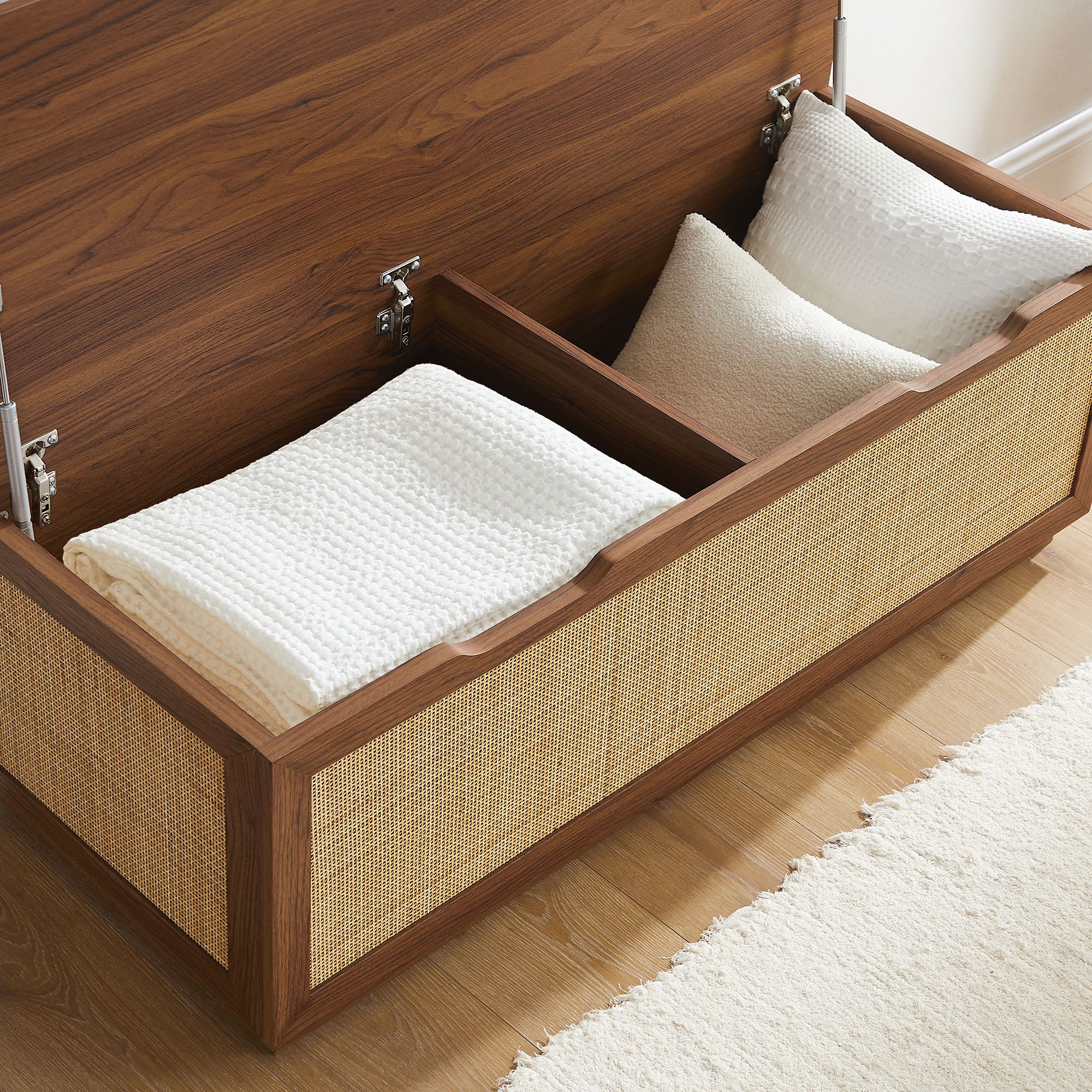 Soma Fluted 3-in-1 Hall Tree With Storage Bench and Coat Rack - Walnut