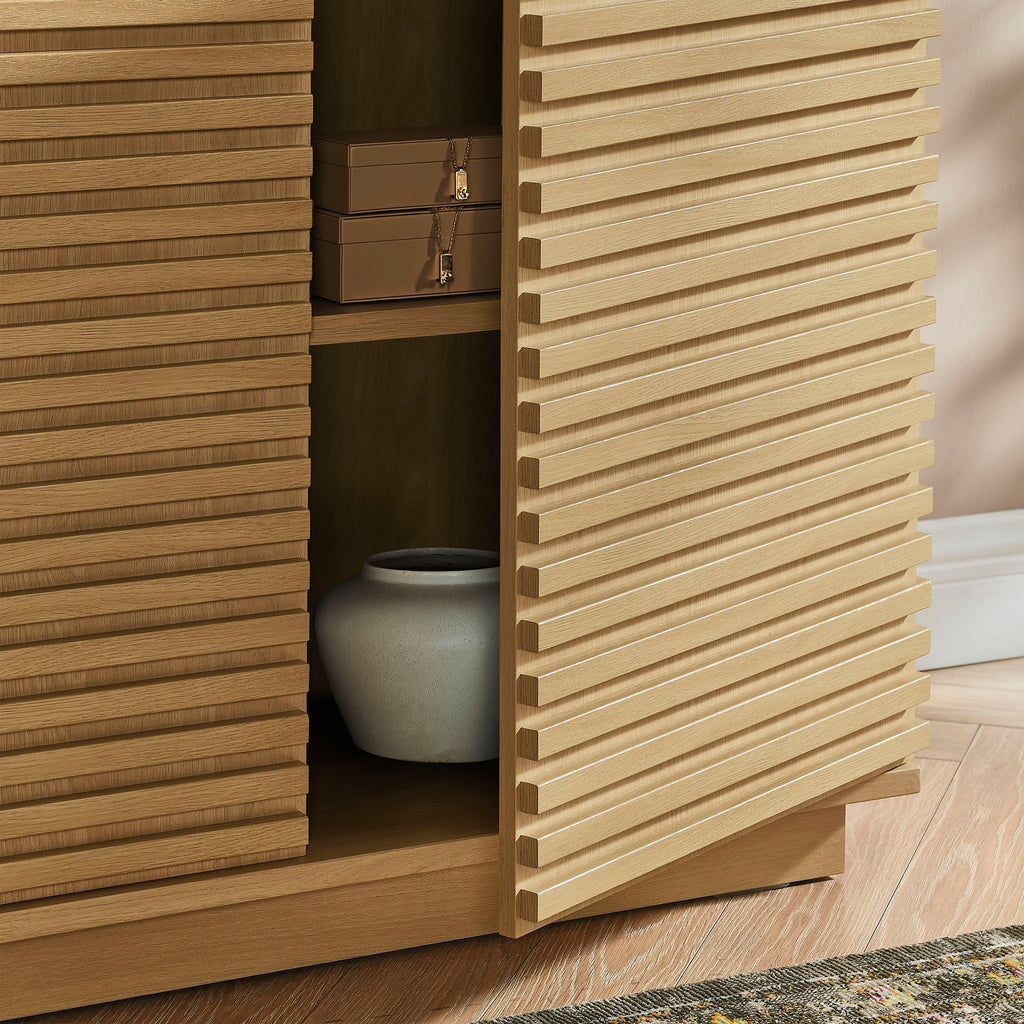 Render 2-Door Fluted Accent Cabinet - Oak
