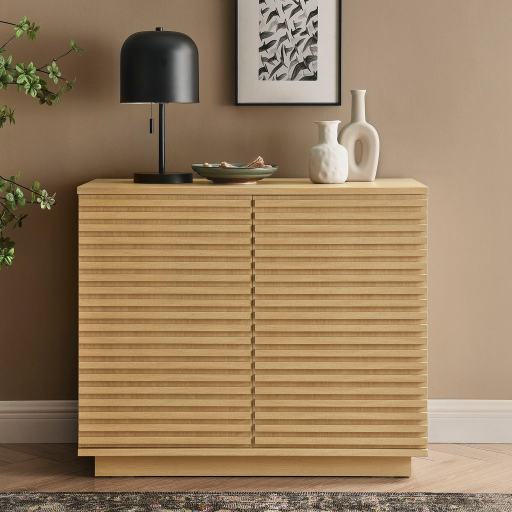 Render 2-Door Fluted Accent Cabinet - Oak