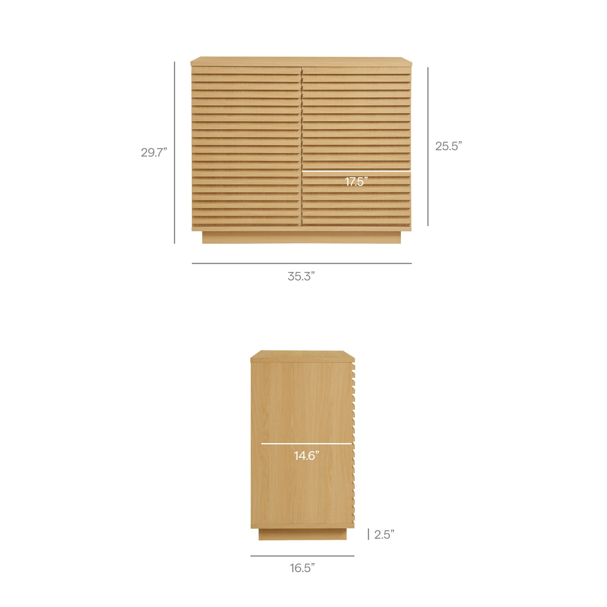 Render 2-Door Fluted Accent Cabinet - Oak