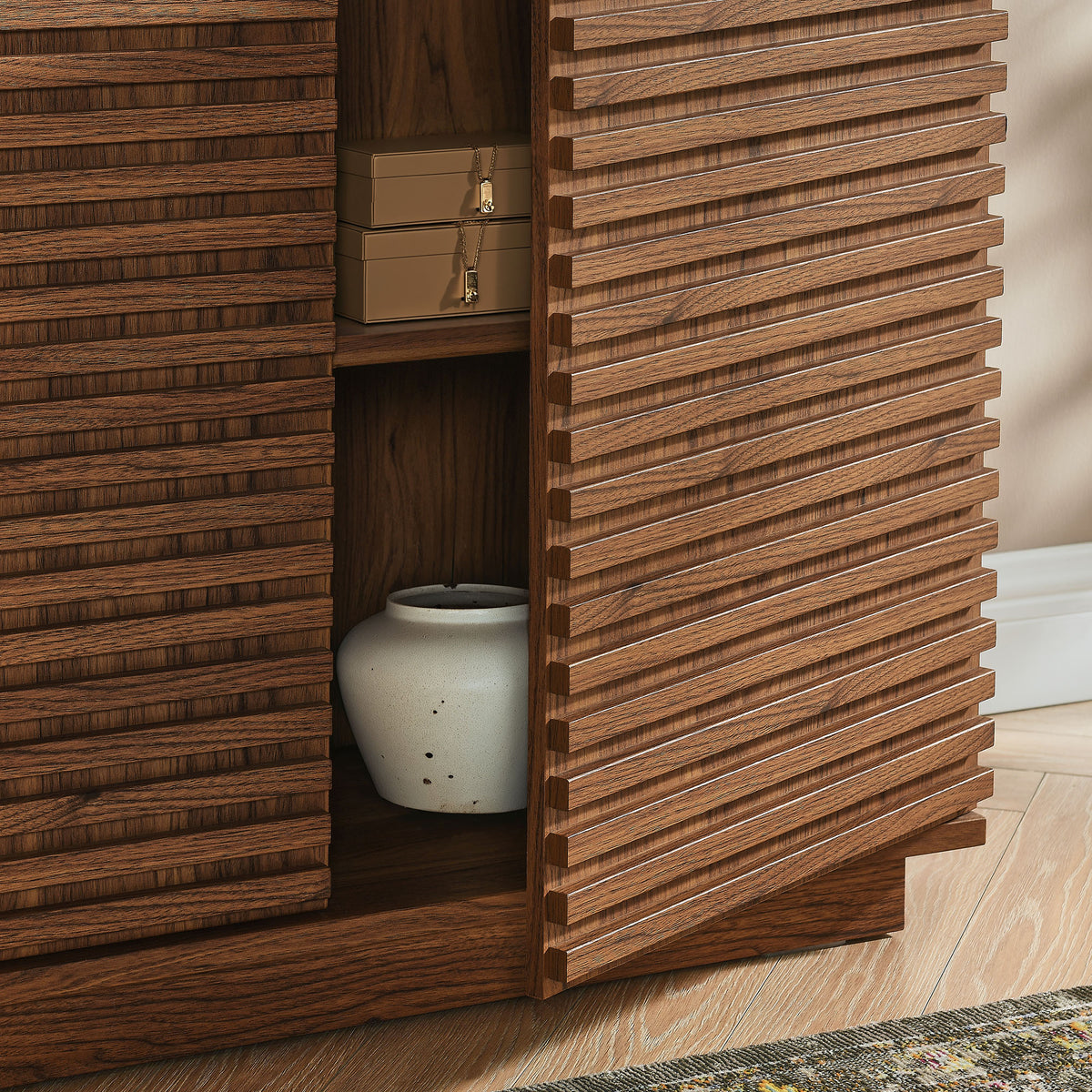 Render 2-Door Fluted Accent Cabinet - Walnut