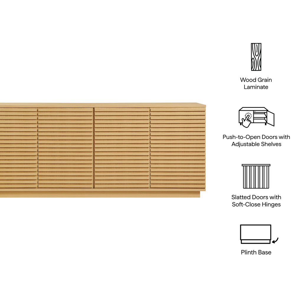 Render 4-Door Fluted Sideboard Cabinet TV Stand - Oak