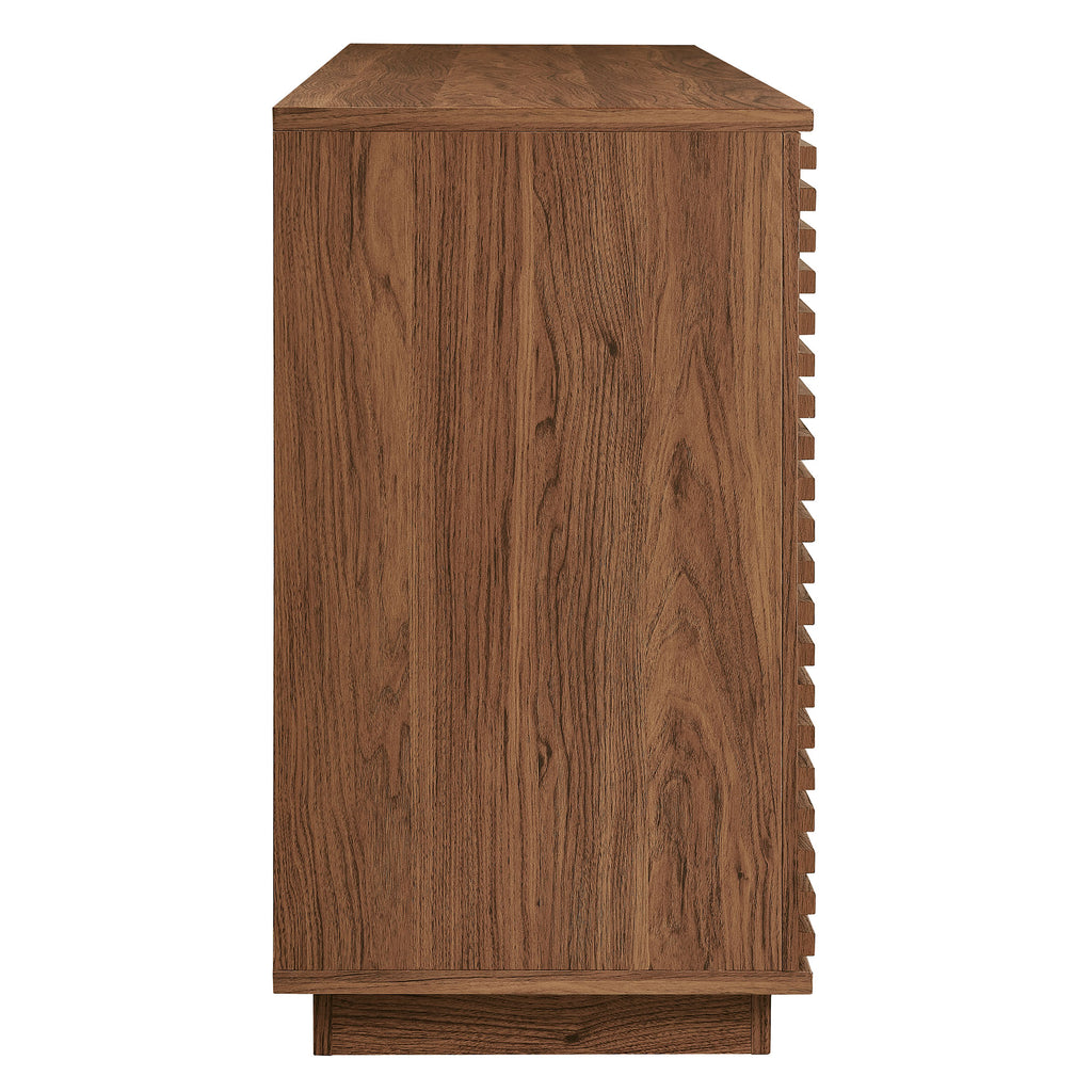 Render 4-Door Fluted Sideboard Cabinet TV Stand - Walnut
