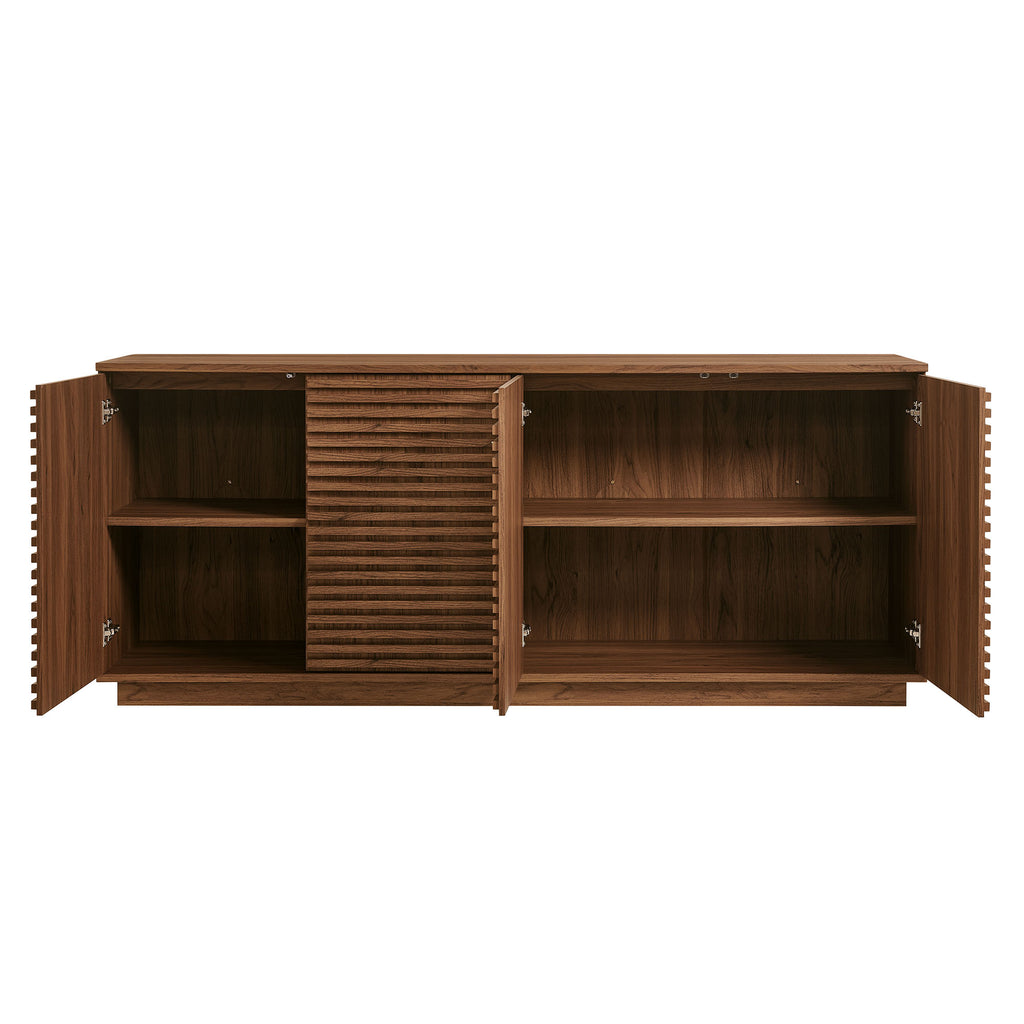 Render 4-Door Fluted Sideboard Cabinet TV Stand - Walnut