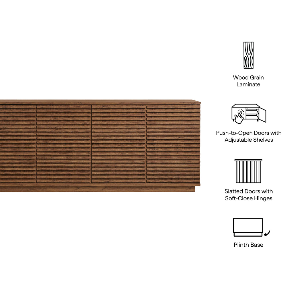 Render 4-Door Fluted Sideboard Cabinet TV Stand - Walnut