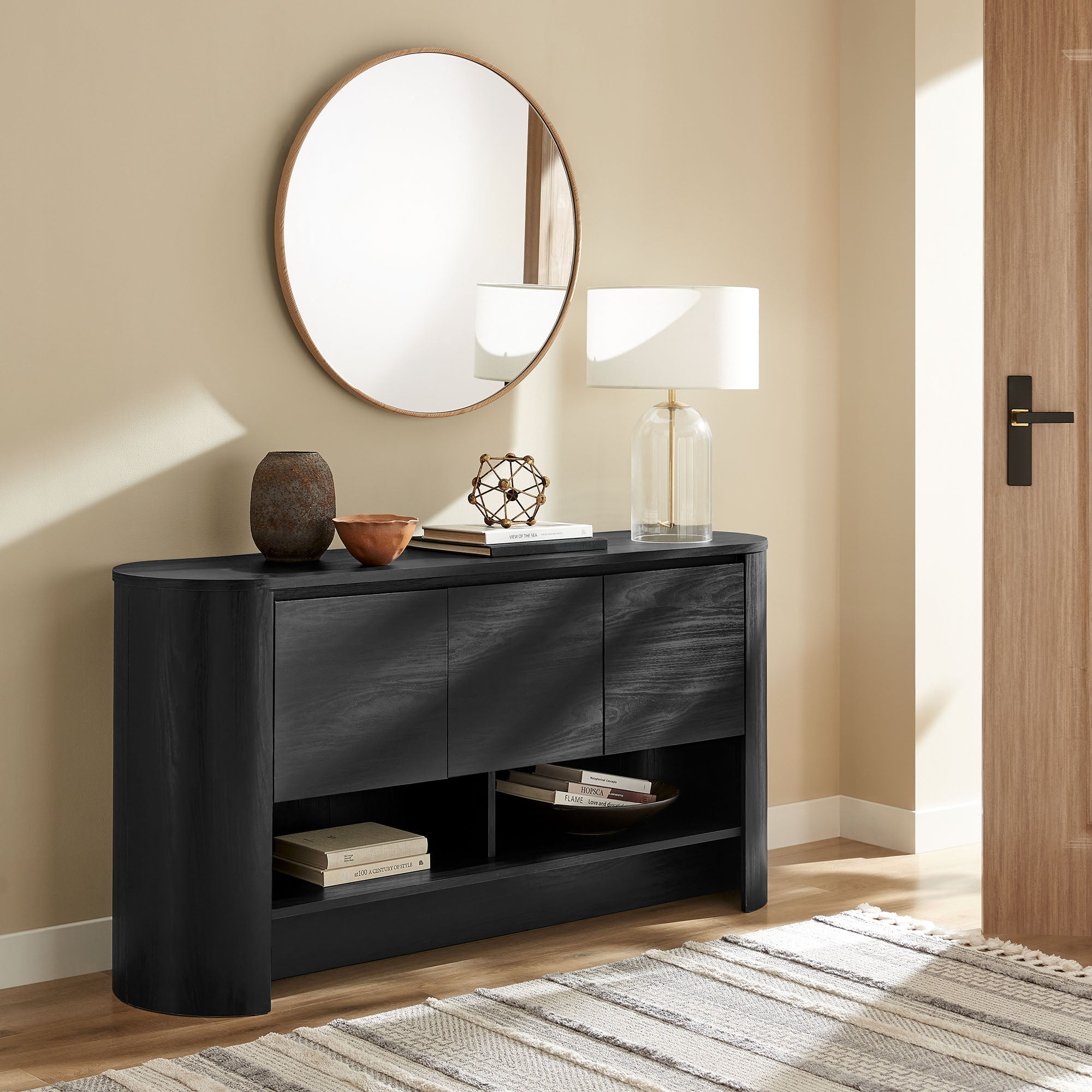 Duval 62 Inch Oval Sideboard - Black