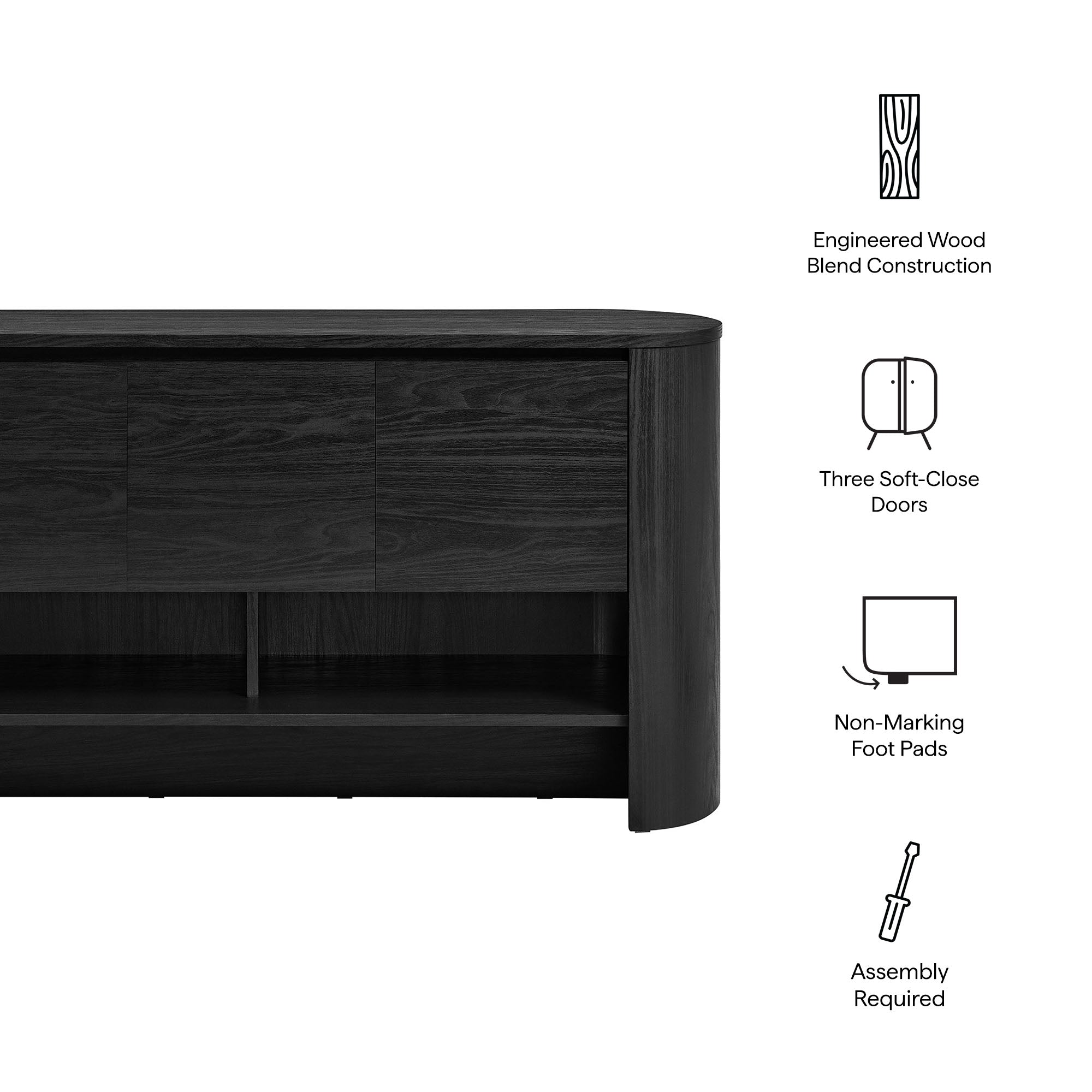 Duval 62 Inch Oval Sideboard - Black