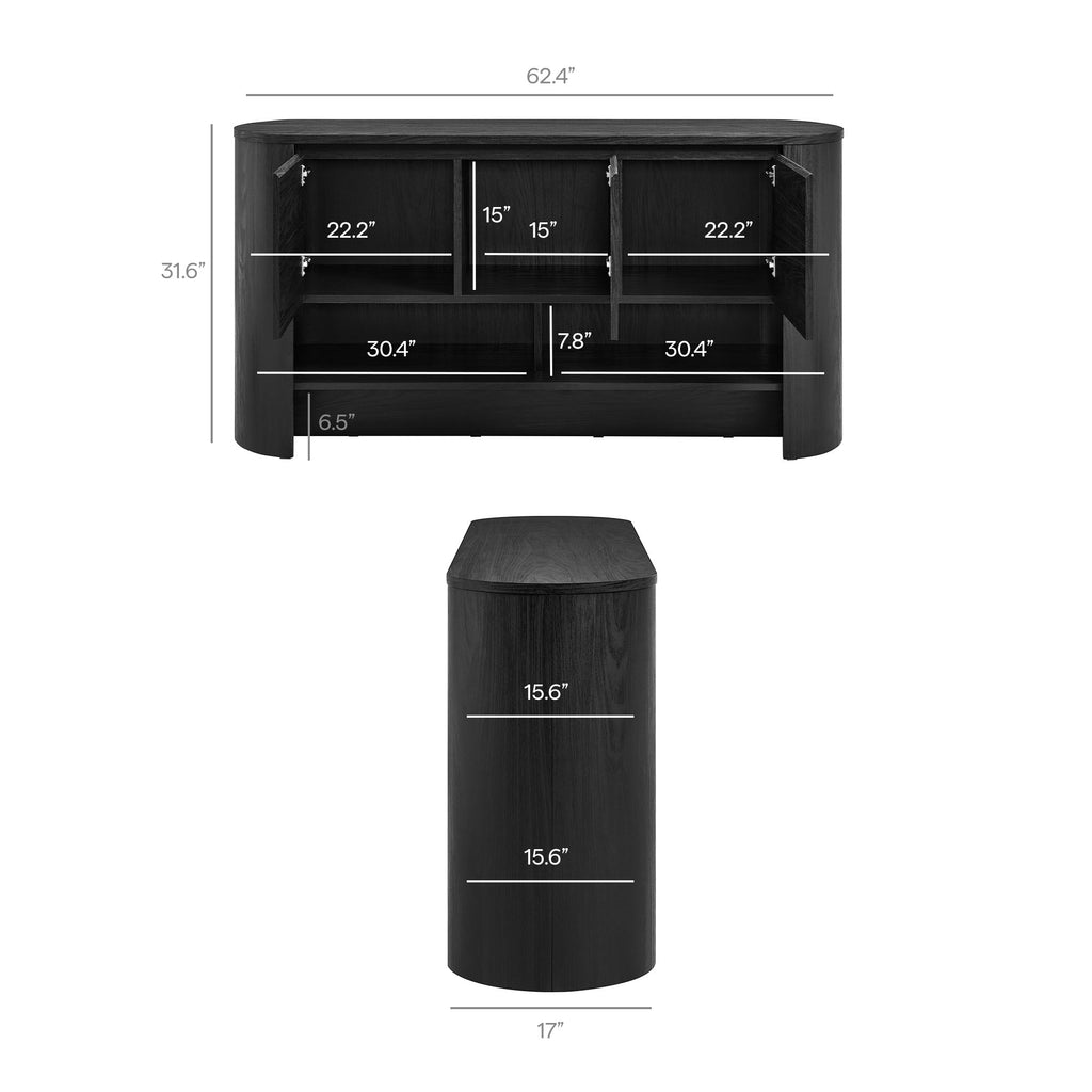 Duval 62 Inch Oval Sideboard - Black