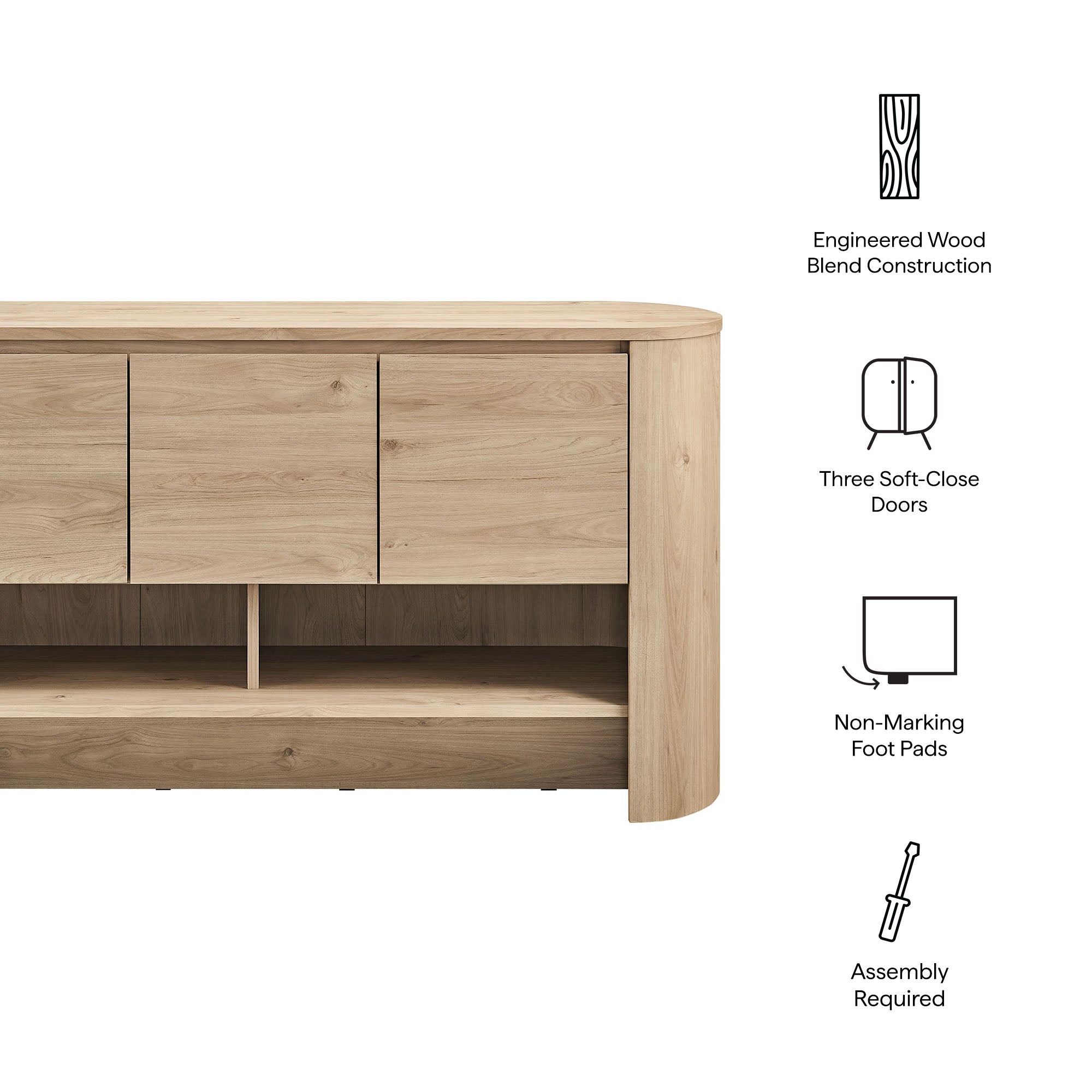 Duval 62 Inch Oval Sideboard - Light Oak