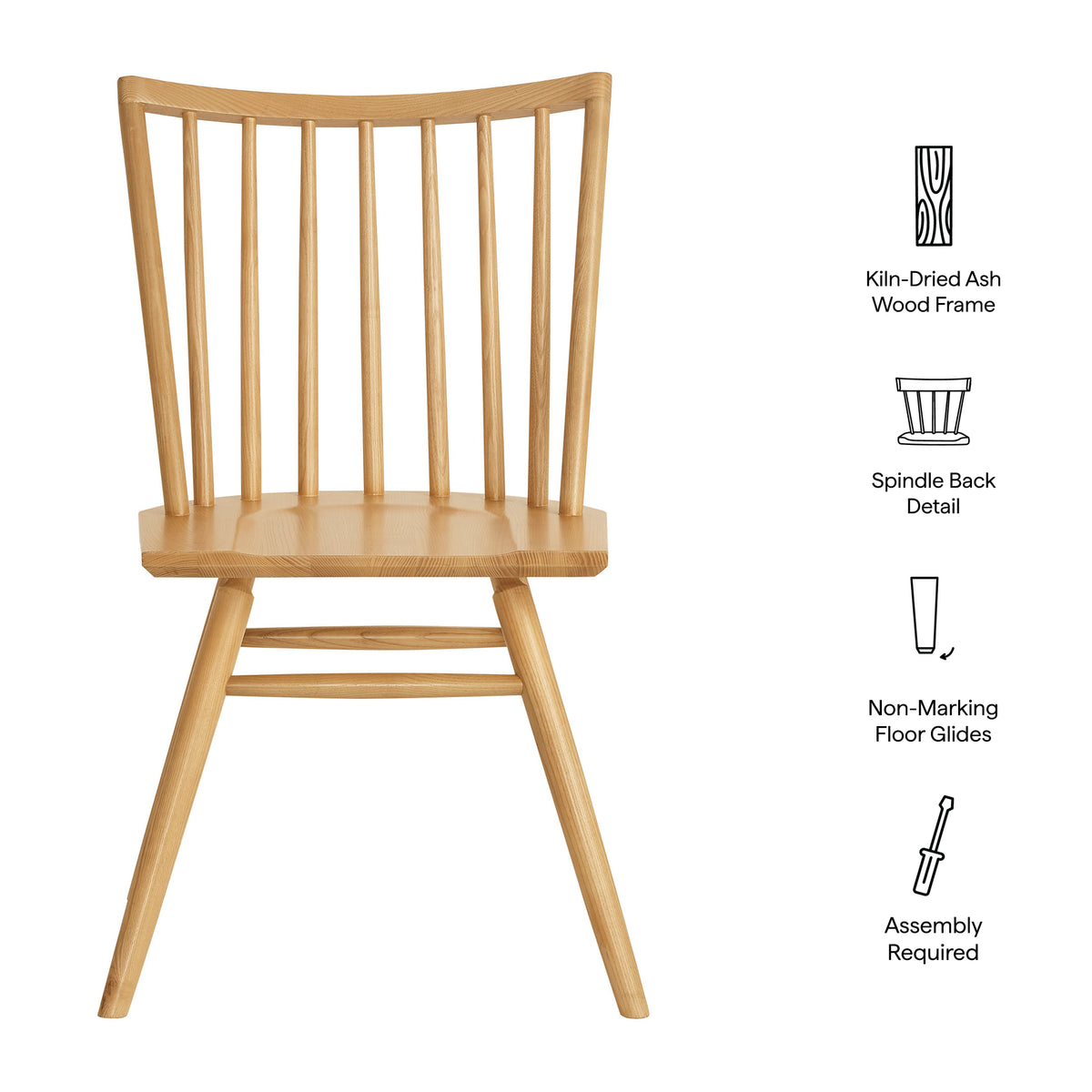 Alvar Spindle Back Dining Side Chairs Set of 2 - Ash