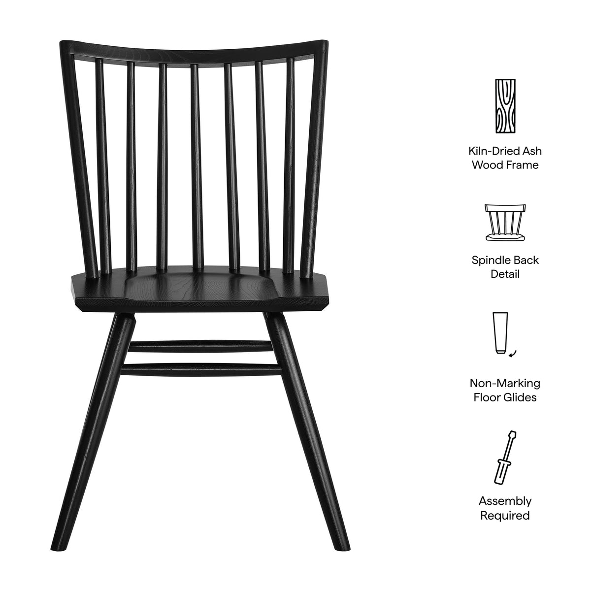 Alvar Spindle Back Dining Side Chairs Set of 2 - Black