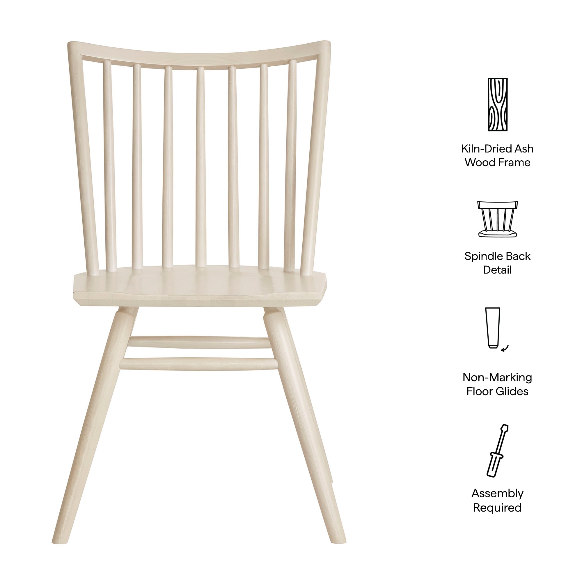 Alvar Spindle Back Dining Side Chairs Set of 2 - White Wash