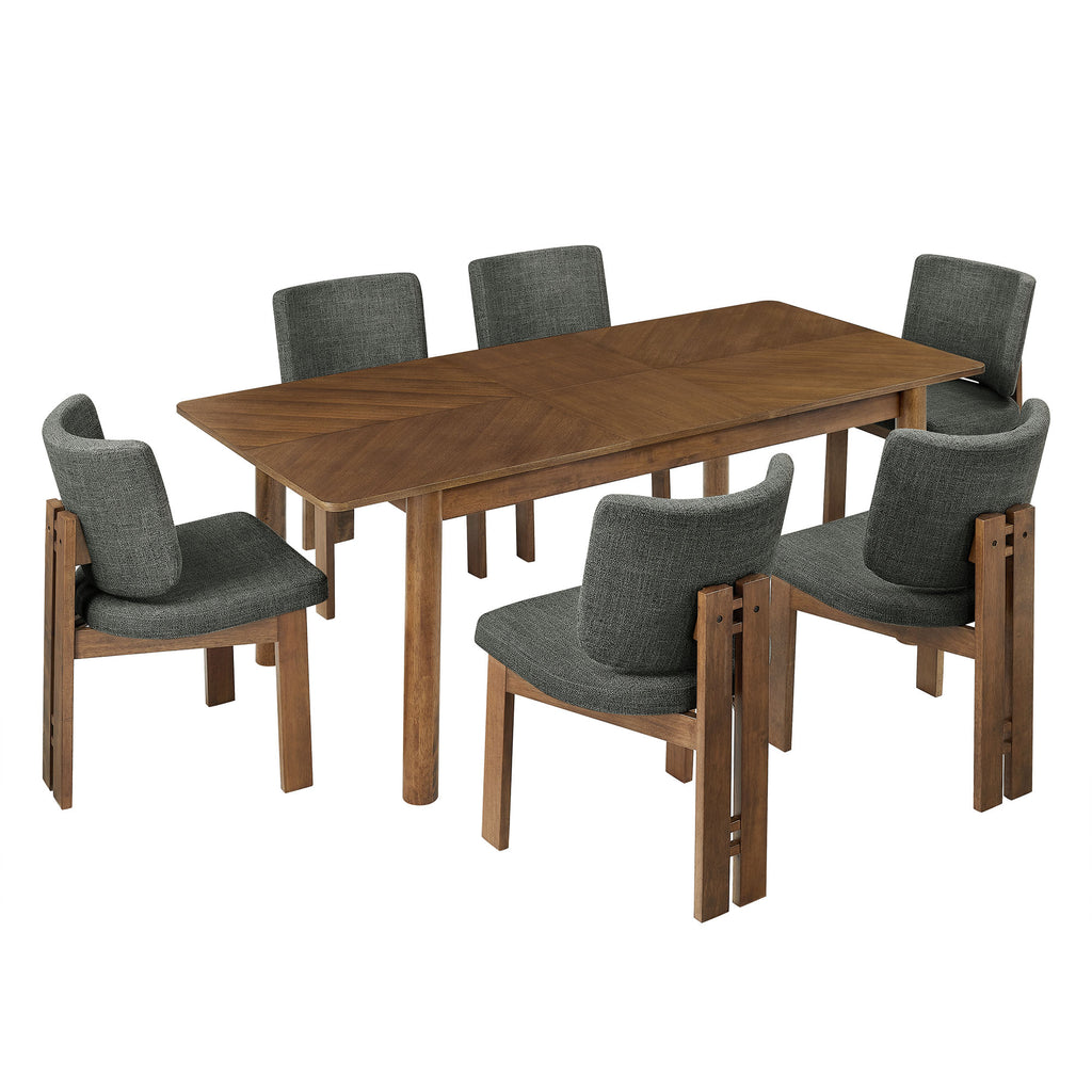 Alba 7-Piece Dining Set - Walnut Charcoal