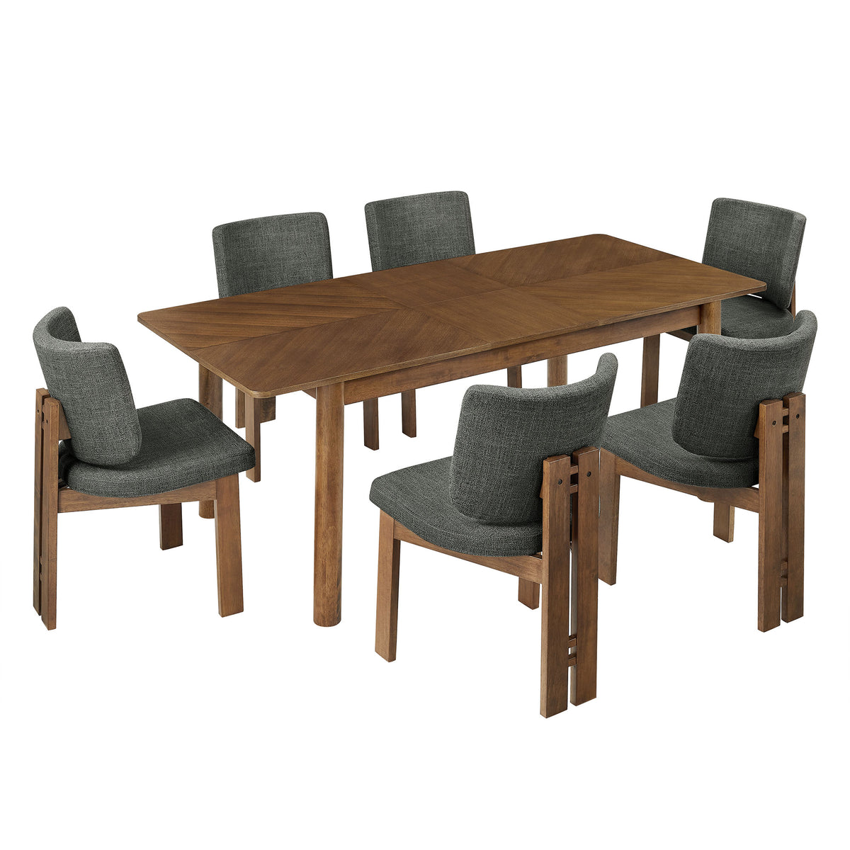 Alba 7-Piece Dining Set - Walnut Charcoal