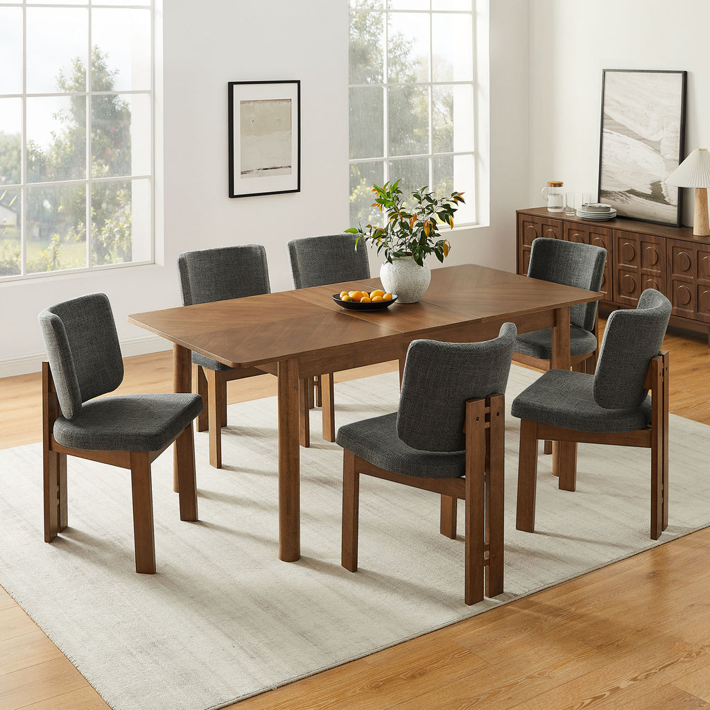 Alba 7-Piece Dining Set - Walnut Charcoal