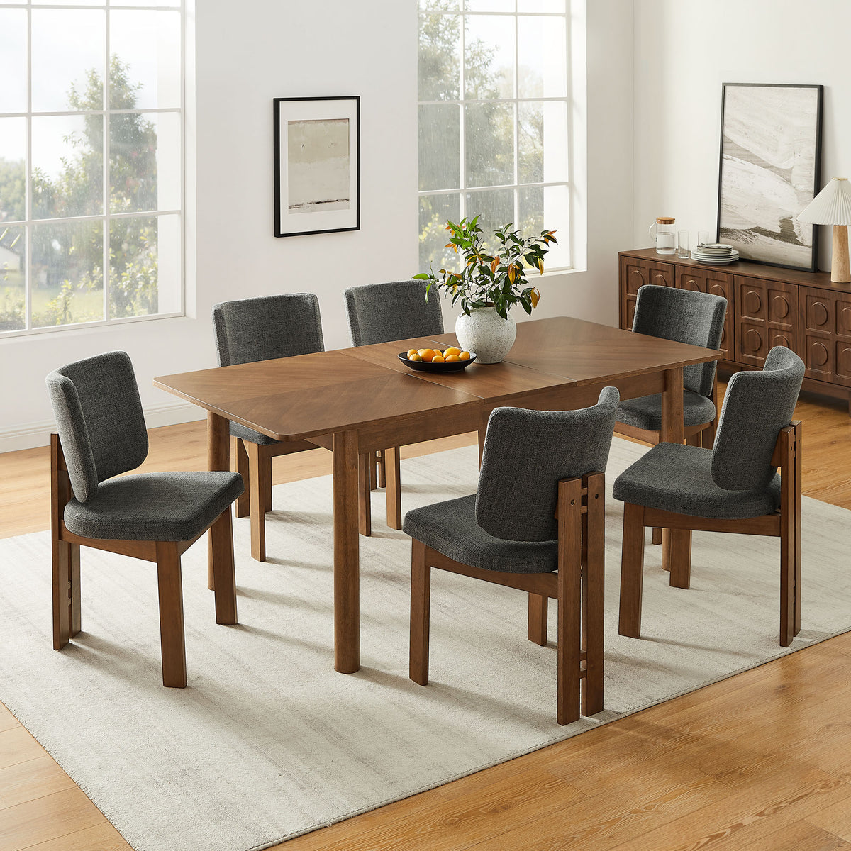 Alba 7-Piece Dining Set - Walnut Charcoal